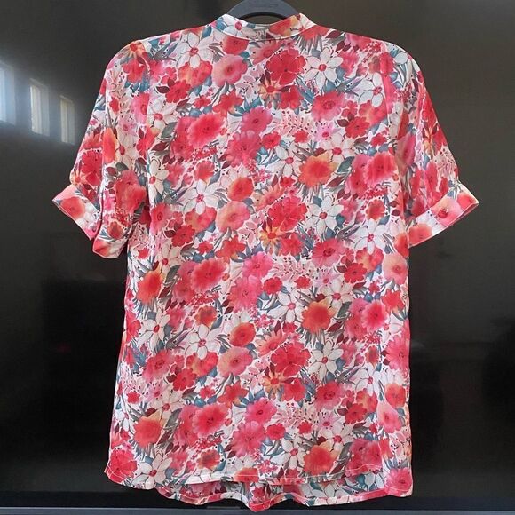 Nieves Lavi Cure Silk Top Blouse Pink Floral Print, Size XS - Picture 7 of 7